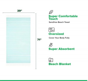 Турецкое пляжное полотенце и пляжная сумка большого размера, 100 % хлопок, быстросохнущее, без песка