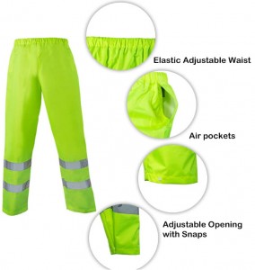 Nyob zoo Vis Reflective Rain Jacket Suit and Pants for Men Waterproof Safety Rain Gear Raincoat