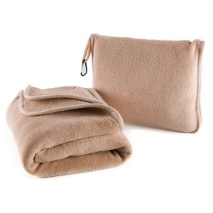 Travel Blanket Pillow in Soft Bag with Pockets