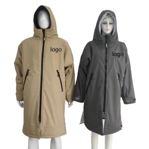 waterproof poncho robe jacket nga windproof nga nag-ilis nga kupo nga sherpa fleece lining surf coats