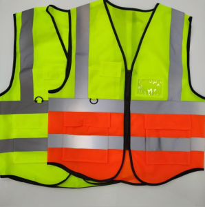 ဆောက်လုပ်ရေးလုံခြုံရေး အင်္ကျီအဝါရောင် စက်မှုလုပ်ငန်းသုံး High Visibility Warning Safety Reflective Vest