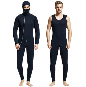 2 pieces Split freediving 5mm wetsuits neoprene Smooth skin with hood front zipper Diving suit