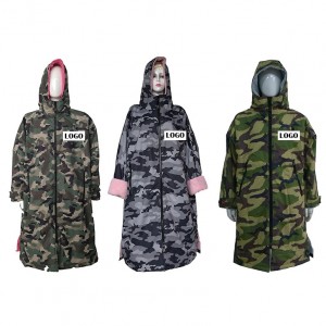 Custom Waterproof camouflage Changing Robes Beach Surf Diving Poncho Coat