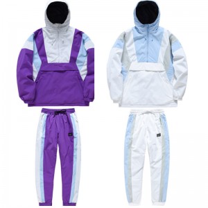 Custom Winter Warm Outdoor Snow Jacket Pants Set nga Waterproof Skiing racing Suit Overall Mga lalaki nga babaye