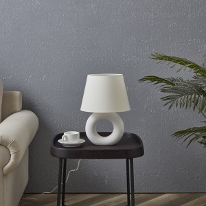 Minimalist Table Lamp, Cotton Drum Lampshade | Goodly Light-GL-TLC016