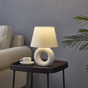 Minimalist Table Lamp, Cotton Drum Lampshade | Goodly Light-GL-TLC016