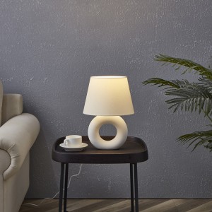 Minimalist Table Lamp, Cotton Drum Lampshade | Goodly Light-GL-TLC016