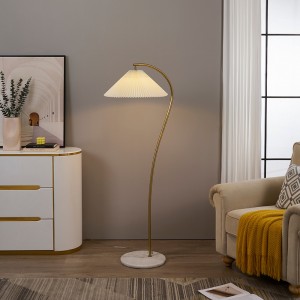 Pleated Shade Floor Lamp, Curved Brass Floor Lamp | Goodly Light-GL-FLM160