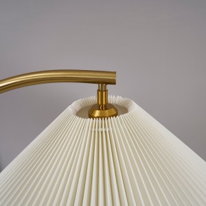 Pleated Shade Floor Lamp, Curved Brass Floor Lamp | Goodly Light-GL-FLM160