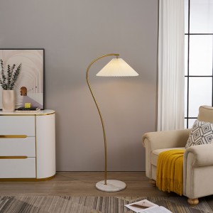 Pleated Shade Floor Lamp, Curved Brass Floor Lamp | Goodly Light-GL-FLM160