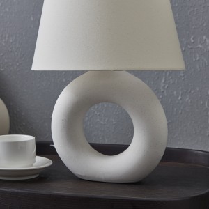 Minimalist Table Lamp, Cotton Drum Lampshade | Goodly Light-GL-TLC016