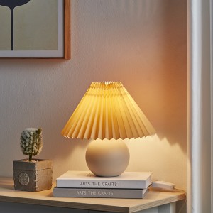 Small Ceramic Table Lamp, Muti-Color Pleated Shade | Goodly Light-GL-TLC012