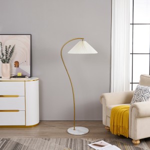 Pleated Shade Floor Lamp, Curved Brass Floor Lamp | Goodly Light-GL-FLM160