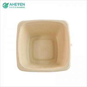 High Quality Square Bagasse Salad 800ml Food Bowl With Lid