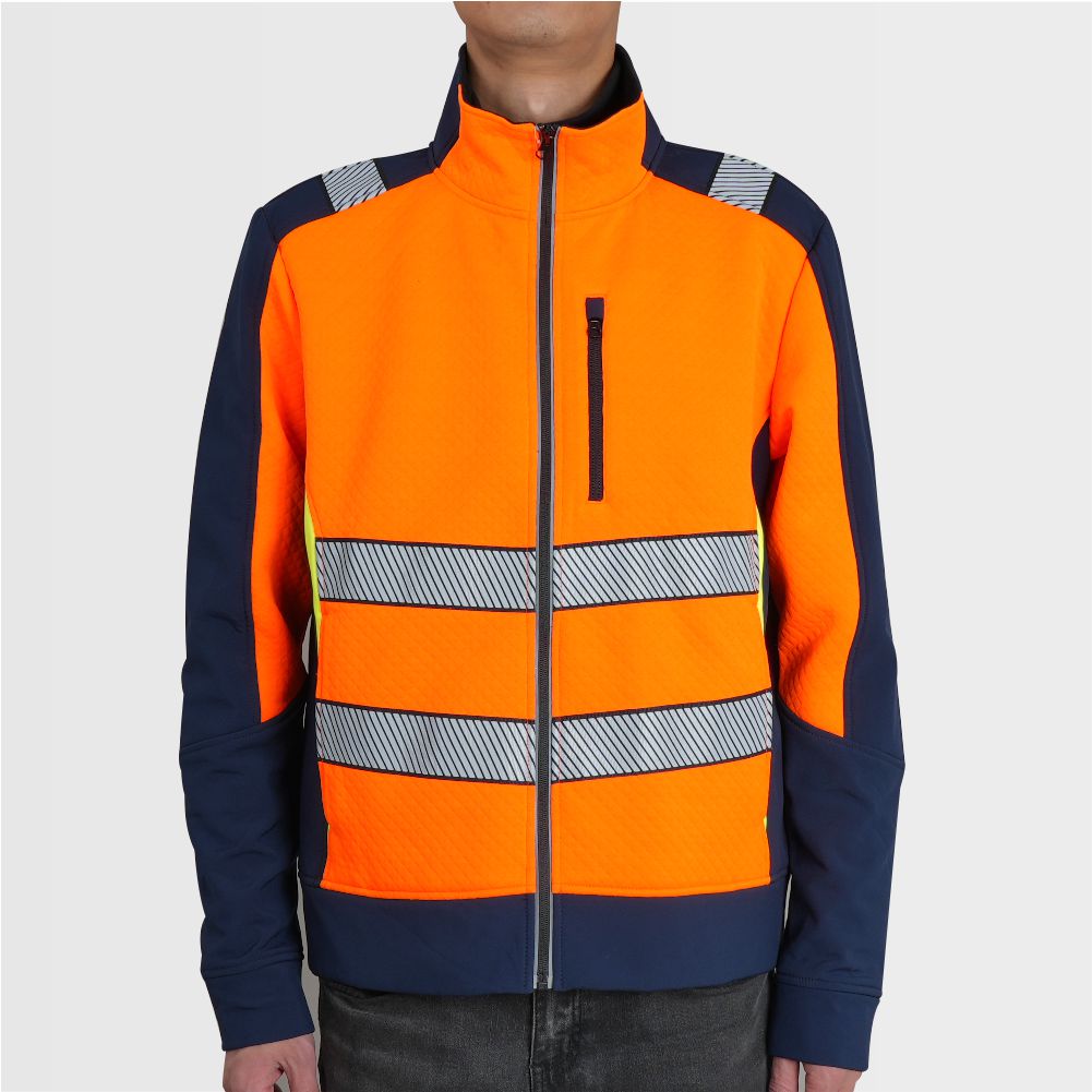 Moderna chaqueta softshell de color de alta visibilidad para hombre