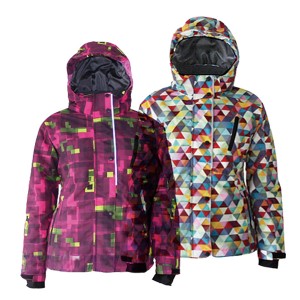 GL8332 Ladies Outdoor Ski Winter Jacket with Waterproof Fashion Overall Printing Fabric