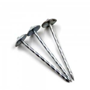 Galvanized Zinc plating, polishing umbrella head roofing nails with washer
