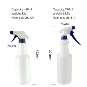 16 oz 24 oz 32 oz plastikozko spray botila ontziratzeko desinfektatzaile garbitzailerako