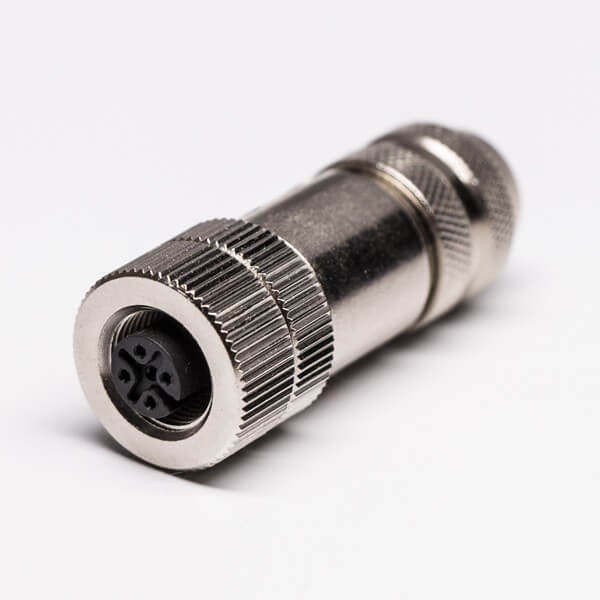 M12 A Code Assembly 4 Pin Female Straight Shield Metal Connector