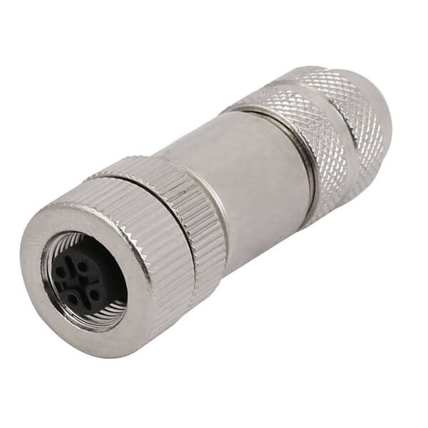 M12 A Code Assembly 4 Pin Female Straight Shield Metal shell Connector