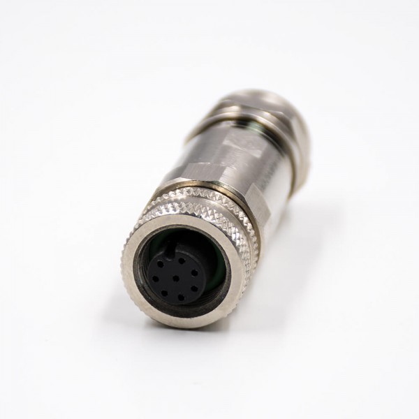 M12 A Code Assembly 8 Pin Female Straight Shield Metal Connector