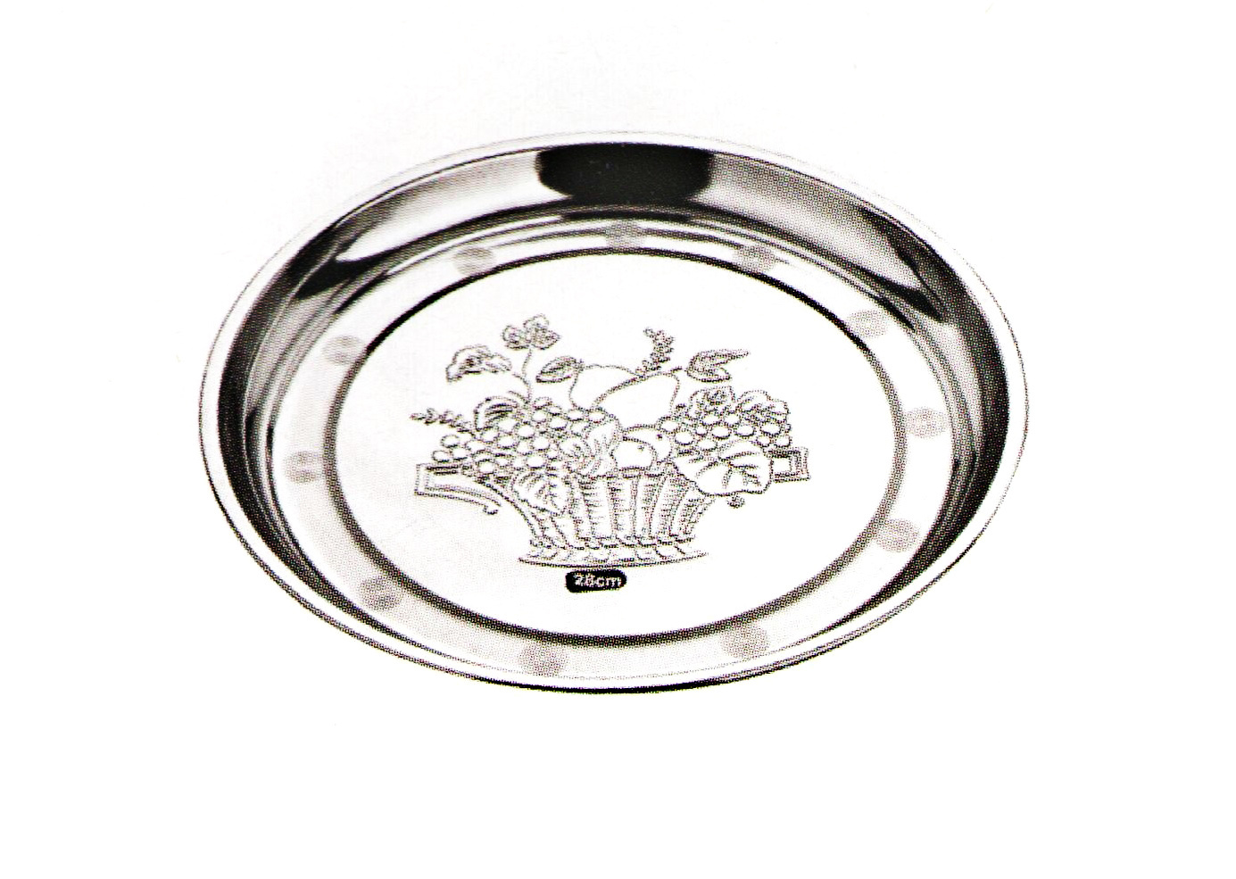 Discount wholesale Electric Water Kettle -
 Stainless Steel Kitchenware Decorative Pattern Round Tray Sp024 – Long Prosper