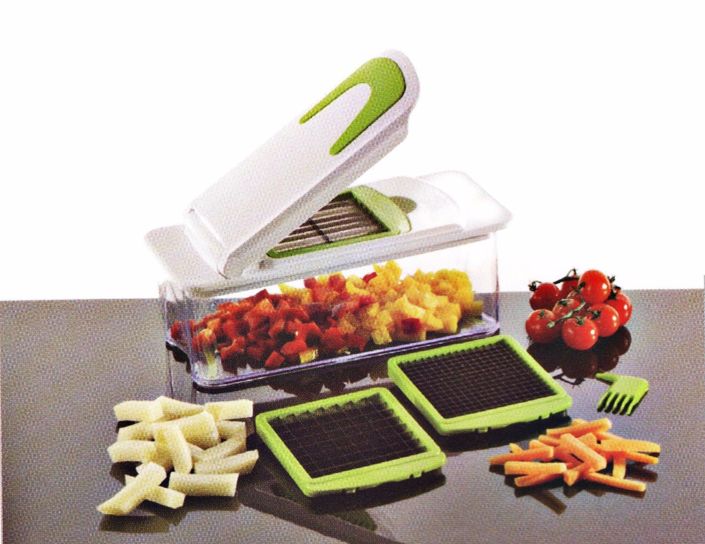 OEM/ODM Supplier Frozen Meat Mincer -
 3 in 1 Plastic Vegetable Cutting Food Chopper Dice and Slice Machine Cg077 – Long Prosper