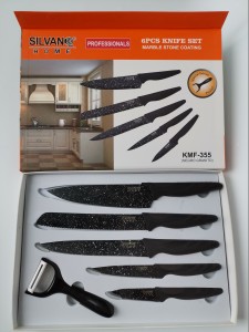 6PCS Kitchen Knife Set With Marble Stone Coating No. KMF-355