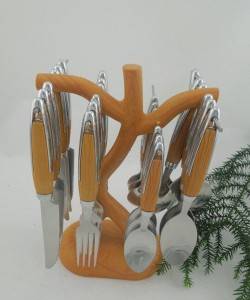 One of Hottest for Nylon Cooking Utensils -
 24PCS Stainless Steel Cutlery Set with Wooden Handle No. CT24-B02 – Long Prosper