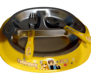 Hot sale Tri-Ply Stainless Steel Cooking Pot -
 Gift Stainless Steel Kids Dinnerware Plate Sets with Division – Long Prosper