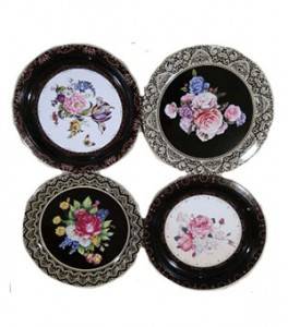 40CM Tinplate Round Tray With Flower Painting