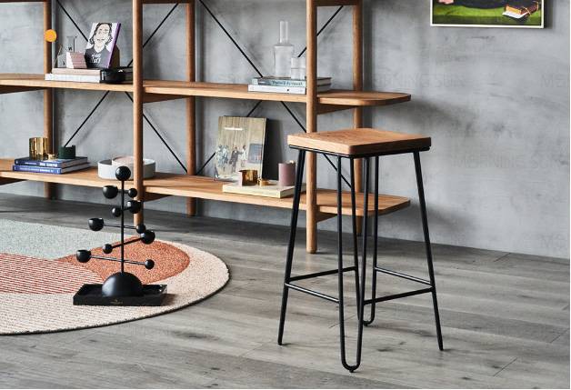 Factory Free sample Side Table Stool -
 Leather High Bar Stool With Metal Base – Yezhi