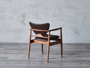 French Wooden Arm Chair With Upholstered