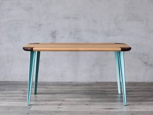 Solid Wood Dining Table with Steel Base