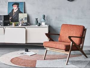 Cloth Living Room Single Seater Wood Sofa Chairs