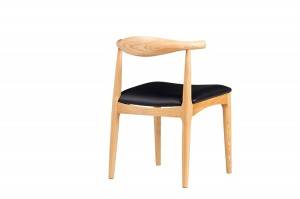 French Oak Solid Wood Dining Chair With Fabric Seat