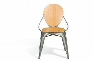 China Manufacture Metal Dining Chair with Plywood Seat