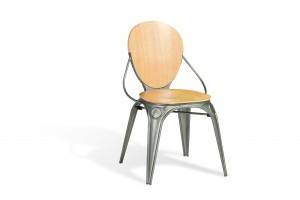 China Manufacture Metal Dining Chair with Plywood Seat