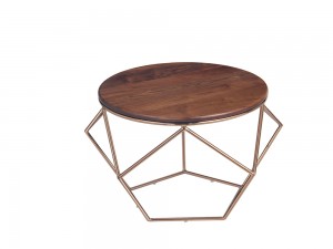 Professional Design China Eco-Friendly Material Restaurant Antique Aluminum Wooden Coffee Dining Table (DT-06270S2)