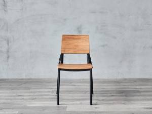 Metal Dining Chair with Solid Wood