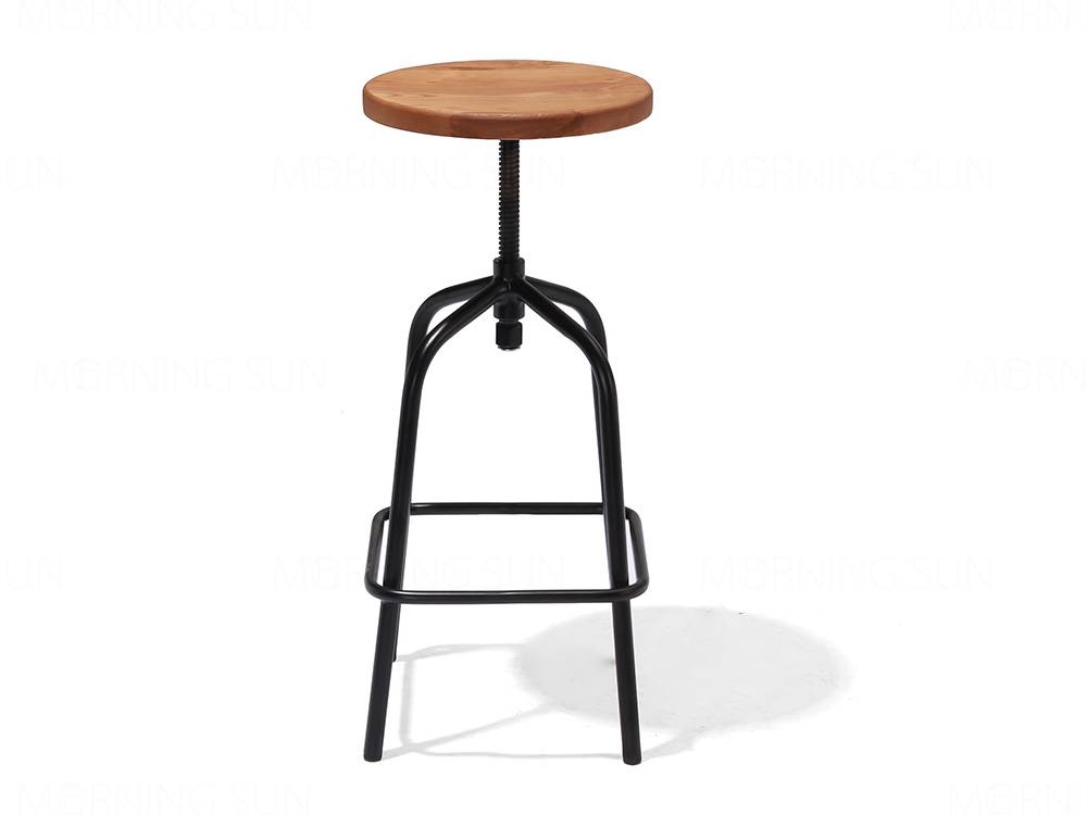 Discount wholesale Bar Table And Stools – Adjustable Round Wood and Metal Swivel Bar Stool – Yezhi