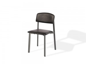 Moderni stolac od čeličnog okvira s tapeciranim sjedalom i naslonom