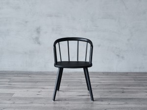 Restoranas Antikvarinė juoda medinė valgomojo kėdė