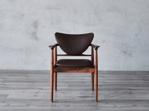 French Wooden Arm Chair With Upholstered