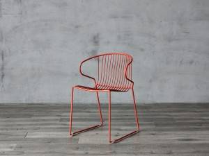 Cadeira de brazos de aceiro de deseño moderno para exterior ou interior