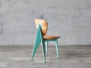 Cadeira de comedor de deseño moderno con metal e madeira