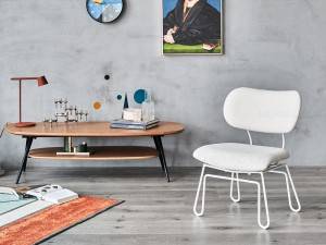 Cadeira de jantar moderna em couro branco