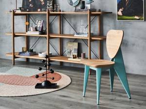 Sodoben dizajnerski jedilni stol s kovino in lesom