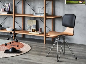 Mobles de tecido Cadeira de comedor de madeira de coiro