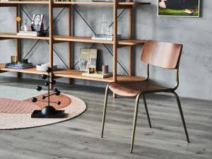 Modern Metal Dining Chair with Plywood Seat